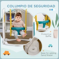 Qaba 6-in-1 Slide and Swing Set Baby Swing Playset Indoor with Basketball Hoop, Climber, Storage Space, Telescope, Yellow(m-6)