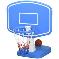 Outsunny Pool Basketball Hoop Poolside with Ball and Pump, Basketball Goal for Inground Pools and Swimming Pool Games, Blue(m-11)