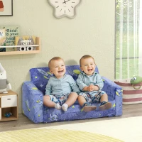 Qaba Couch with Glow in the Dark Space Pattern, Washable Cover, Blue(m-2)