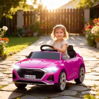 Qaba Audi Q8 e-tron Sportback Licensed 12V Battery Powered Kids Electric Car w/ Spring Suspension, Soft Start, Pink(m-2)