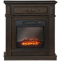 HOMCOM Electric Fireplace TV Stand for TV's up to 40" Flat Screen, Living Room Media Entertainment Console with Storage, Brown(m-11)