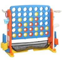Qaba 4 in 1 Kids Jumbo Connect 4 Game Set with Basketball, Ring Toss, Golf, for Kids, Family, Indoor & Outdoor(m-9)