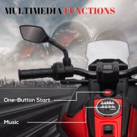 Qaba Honda Licensed 12V Ride on Motorbike for Kids with Headlights Music Training Wheels, for 3-6 Years, Red(m-5)