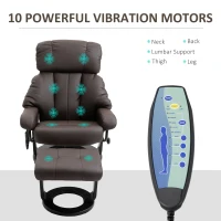 HOMCOM Massage Recliner Chair with Ottoman, 360° Swivel Recliner and Footstool, 10-Point Vibration, Brown(m-4)