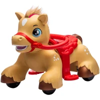Qaba Ride On Horse Toy, 12V Battery Powered Ride on Toy with Carrot Toy, Comb and Sound, Electric Rocking Horse for Toddlers(m-1)