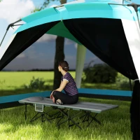 Outsunny 26.4" Wide Folding Bed, Camping Cot for Adults with Cushion, Storage Pocket, Max Load 330 LBS, Grey(m-8)