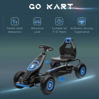 Aosom Kids Pedal Go Kart Ride-on Toy with Ergonomic Comfort, Pedal Car with Tough, Wear-Resistant Tread, Go Cart Kids Car for Boys & Girls with Suspension System, Safety Hand Brake, Ages 5-12, Blue(m-8)