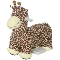 Qaba Kids Electric Ride On Giraffe, 6V Battery Powered Ride On Toy with Washable Cover, Music for 1.5-5 Years, Brown(m-1)