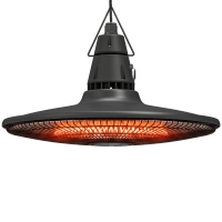 Outsunny 1500W Electric Patio Heater, IP65 Hanging Infrared Outdoor Heater with Carbon Fiber Tube, Remote Control, Black