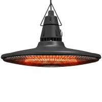 Outsunny 1500W Electric Patio Heater, IP65 Hanging Infrared Outdoor Heater with Carbon Fiber Tube, Remote Control, Black(m-1)