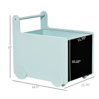 Qaba's Kids' Storage Cabinet, Organizer for Books, Crafts, Rollable Toy Chest Safely Transport Bookshelf with Included Wheels, Clean Play Room, Blue(m-3)