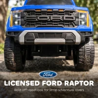 Qaba Toddler Car Licensed Ford Raptor with Headlights, Horn, Under Seat Storage, Anti-Tip Design for 18-36 Months, Blue(m-4)