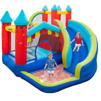 Outsunny 4 in 1 Inflatable Bounce House Kids Bounce Castle Include Trampoline, Slide, Water Pool, Climbing Wall with Carrybag, Repair Patches, without Air Blower(m-1)