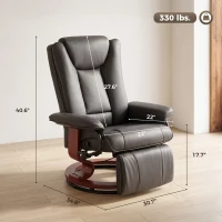 HOMCOM Modern RV Recliner Chair, PU Leather Swivel Recliner Armchair with Footrest for Living Room, Brown(m-3)
