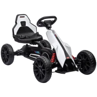Aosom Kids Pedal Go Kart W/ Adjustable Seat, Swing Axle, White(m-11)