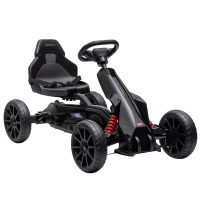 Aosom Kids Pedal Go Kart W/ Adjustable Seat, Swing Axle, Black(m-11)