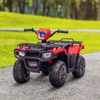 Aosom 12V Kids ATV Quad, 4 Wheeler Battery Powered Electric Vehicle with Music MP3, Headlights, High Low Speed, Treaded Tires, for Boys and Girls Ages 37-60 Months, Red(m-8)