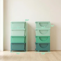 Qaba 4 Tier Kids Storage Unit, Toy Organizers and Storage with 4 Drawer for Bedroom Nursery Living Room for Boys Girls Green(m-3)