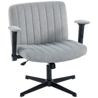 HOMCOM Criss Cross Chair with Flip-up Armrests, Wide Office Chair with Adjustable Height, Tilting, No Wheels, Grey(m-9)
