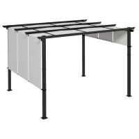 Outsunny 10' x 12' Metal Pergola, Outdoor Pergola with Retractable Canopy, for Garden, Patio, Backyard, Deck(m-2)