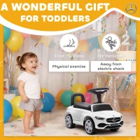 Qaba Mercedes-Benz C-Class Licensed Kids Ride On Car, Foot-to-Floor Toy with Anti-Tip Design, Horn & Start Sound, White(m-5)