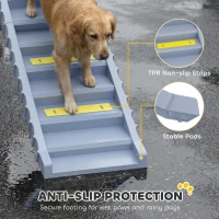 PawHut Dog Stairs for Car Truck SUV, Foldable Dog Ramp for Large Medium Small Dogs, Gray(m-5)