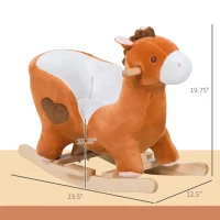 Qaba Kids Ride On Rocking Horse, Plush Animal Toy Sturdy Wooden Rocker with Songs for Boys or Girls(m-3)