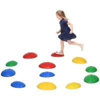 Outsunny 12 PCs Balance Stepping Stones for Kids with Anti-slip Mat, Turtle Shell Design, for Ages 3-8 Years, Stackable(m-9)