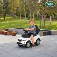 Qaba Land Rover Discovery Licensed Baby Push Car, 2-in-1 Ride on Car with Push Handle and Safety Guardrail, White(m-9)