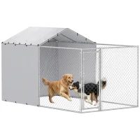 PawHut Galvanized Steel Dog Kennel Outdoor with Waterproof & UV-Resistant Cover for Large Dogs, 13.1' x 7.5' x 7.5'(m-9)