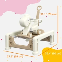 Qaba 5 in 1 Rocking Horse for Toddlers 1-6 Years with Balance Board, Push Handle, 4 Smooth Wheels(m-3)