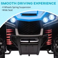 Qaba 12V Kids ATV with Spring Suspension, Forward & Reverse, LED Lights, Music, MP3, Blue(m-4)