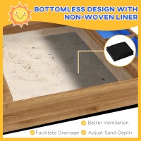 Outsunny Wooden Sandbox with Canopy, House Design for 3-7 Years Old, Brown(m-5)