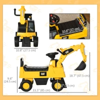 Aosom Kids Excavator Ride on Toy CAT Licensed with Manual Shovel, Horn, Hidden Storage for 18-36 Months, Yellow(m-3)