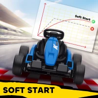 Qaba 24V Electric Go Kart with Dual 150W Motors, Adjustable Seat & 11.2MPH High Speed, Slow Start, 5-Point Harness, Blue(m-8)