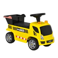 Aosom Kids Push Car Toddler Ride-on Construction Toy Cart for Age 18-36 Months with Shovel, Headlights, and Music, Yellow(m-11)