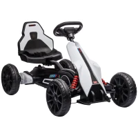 Aosom 12V Electric Go Kart for Kids, Ride On Toy with EVA Tires, 2 Speeds, Adjustable Seat, Safety Belt for 3-8 Years, White(m-16)