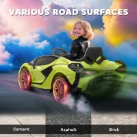 Aosom 12V Lamborghini SIAN Licensed Electric Car for kids with Remote Control, Horn, Music, & Headlights, Green(m-8)