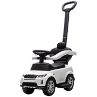 Qaba Land Rover Discovery Licensed Baby Push Car, 2-in-1 Ride on Car with Push Handle and Safety Guardrail, White(m-1)