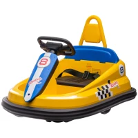 Aosom Bumper Car for Kids, 360° Rotation 6V Electric Ride On Bumper, Yellow(m-11)