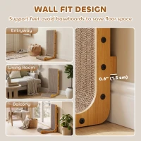 PawHut 2PCS Cat Scratching Board L Shape Cat Scratcher Cat Scratching Pad with 3 Toy Balls, Catnip(m-5)