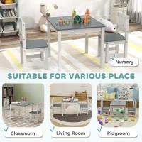Qaba Kids Table and Chairs Set, Toddler Table and 2 Chair Set for Activity, Art, Craft, Reading, Learning, Grey(m-7)