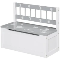 Qaba Kids Toy Box Storage Chest with Lid and Safety Hinge, Kids Storage Bench Seat with Backrest for Toddler, Grey(m-2)