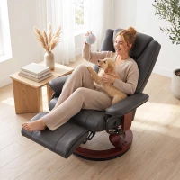 HOMCOM Modern RV Recliner Chair, PU Leather Swivel Recliner Armchair with Footrest for Living Room, Brown(m-8)