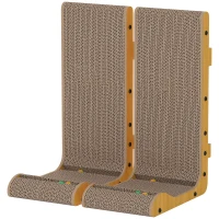 PawHut 2PCS Cat Scratching Board L Shape Cat Scratcher Cat Scratching Pad with 3 Toy Balls, Catnip(m-2)