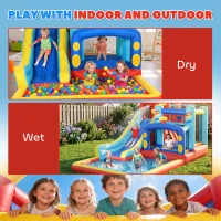 Qaba 14.3 x 8FT Inflatable Bounce House, 4 in 1 Bouncy Castle with Slide, Climbing Wall, Jumping Area, Pool and Blower(m-6)