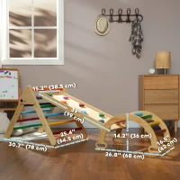 Qaba 5 in 1 Pikler Triangle Set with Ladder, Ramp, Arch, for 18-48 months, Multicolour(m-3)