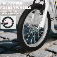 Aosom Youth Scooter Front and Rear Caliper Dual Brakes 12-Inch Inflatable Front Wheel Ride On Toy For Age 5+ - White(m-5)