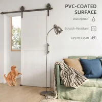 HOMCOM 36inx84in Barn Door with 6FT Sliding Door Hardware Kit, Handle, Upgraded Rollers and Floor Guide, Waterproof, White(m-4)