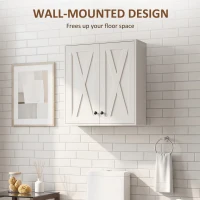 HOMCOM Modern Medicine Cabinet Wall Mounted, Bathroom Wall Cabinet with 2 Doors and Adjustable Shelf, White(m-6)